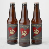 Dank u Pet Sitter Paw Print Waardering Bier Etiket (Flessen)