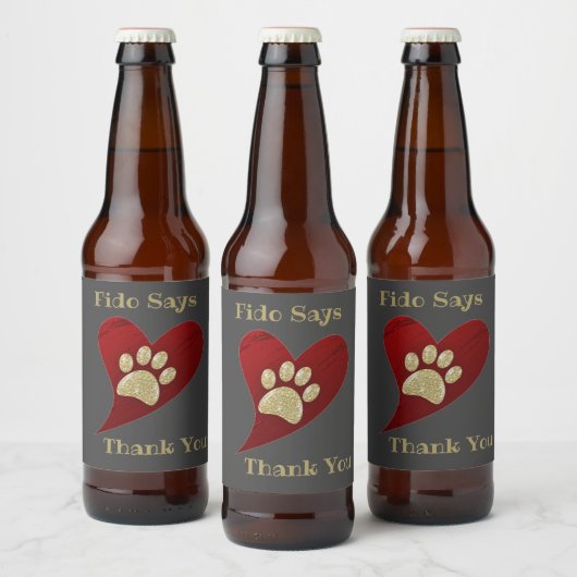 Dank u Pet Sitter Paw Print Waardering Bier Etiket (Flessen)