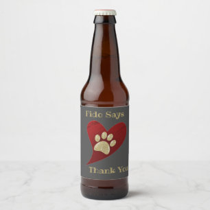 Dank u Pet Sitter Paw Print Waardering Bier Etiket