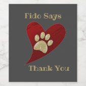 Dank u Pet Sitter Paw Print Waardering Wijn Etiket (Enkel label)