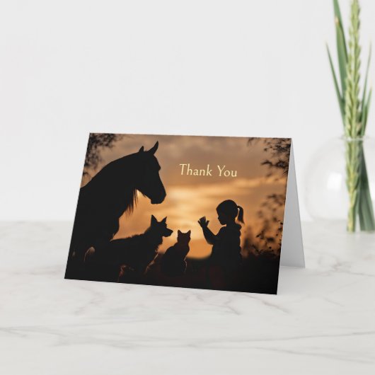 Dank u Pet Sitter Schattige met Paardenhond Katten Kaart (Voorkant)