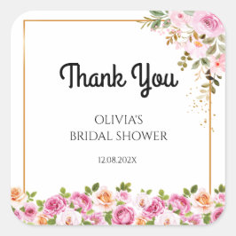 Dank u Petals en Prosecco Floral Vrijgezellenfeest Vierkante Sticker