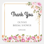 Dank u Petals en Prosecco Floral Vrijgezellenfeest Vierkante Sticker (Voorkant)