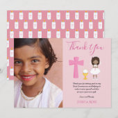 DANK U PHOTO 1st Commune - GIRL PINK Bedankkaart (Voorkant / Achterkant)