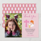 DANK U PHOTO 1st Commune - RED HAIR GIRL Bedankkaart (Voorkant / Achterkant)