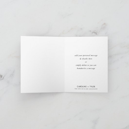 DANK U PHOTO CARD elegant bruiloft zwart Bedankkaart (Binnen)