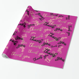 Dank u Pink Berry Gold Caligrafie Script Favor Cadeaupapier