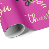 Dank u Pink Berry Gold Caligrafie Script Favor Cadeaupapier (Rol Hoek)