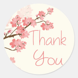 Dank u Pink Cherry Blossom Bloemen Stickers