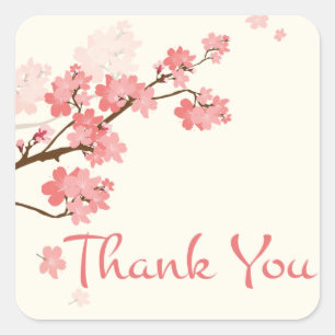 Dank u Pink Cherry Blossom Bloemen Stickers