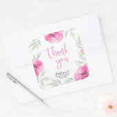Dank u Pink Floral Waterverf Vrijgezellenfeest Vierkante Sticker (Envelop)