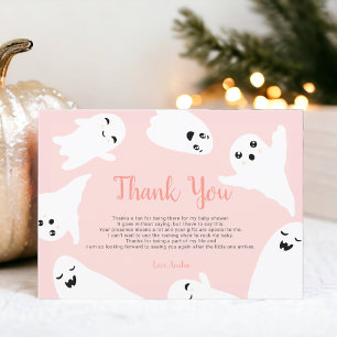 Dank u Pink Halloween ghosts baby shower Bedankkaart
