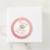 Dank u Pink Princess Gold Crown Baby shower Bedankjes Labels (In situ)