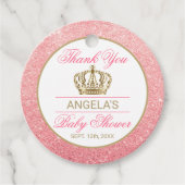 Dank u Pink Princess Gold Crown Baby shower Bedankjes Labels