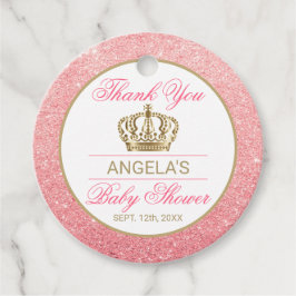 Dank u Pink Princess Gold Crown Baby shower Bedankjes Labels