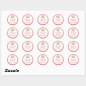Dank u Pink Princess Gold Crown Baby shower Ronde Sticker (Vel)