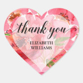 Dank U Pioenbloemen Hart Sticker (Voorkant)