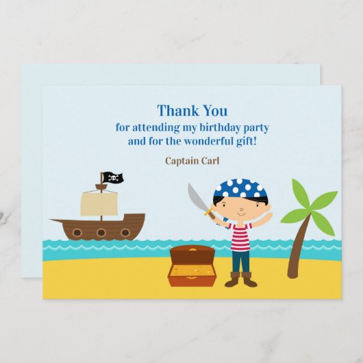 Dank u Pirate Flat Kaart (Voorkant / Achterkant)