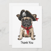 Dank u Pirate Franse Bulldog Skull Crossbones Bedankkaart (Voorkant / Achterkant)