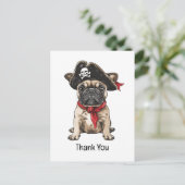 Dank u Pirate Franse Bulldog Skull Crossbones Briefkaart (Staand voorkant)