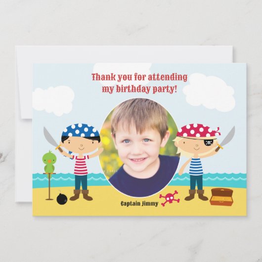 Dank u Pirate Photo Card Bedankkaart (Voorkant)