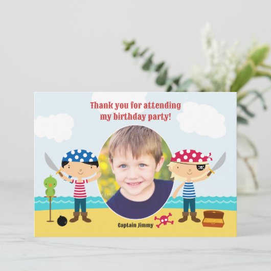 Dank u Pirate Photo Card Bedankkaart (Staand voorkant)