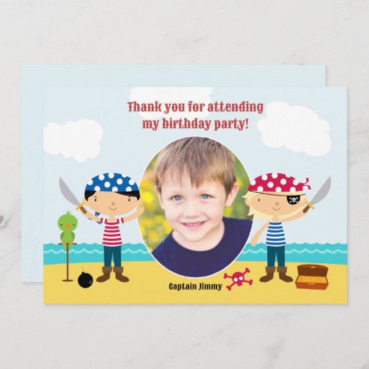 Dank u Pirate Photo Card Bedankkaart (Voorkant / Achterkant)