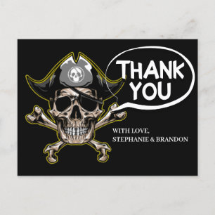 Dank u Pirate thema Party Adult Skull Botten Briefkaart