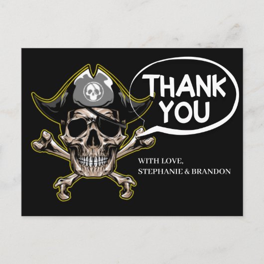 Dank u Pirate thema Party Adult Skull Botten Briefkaart (Voorkant)