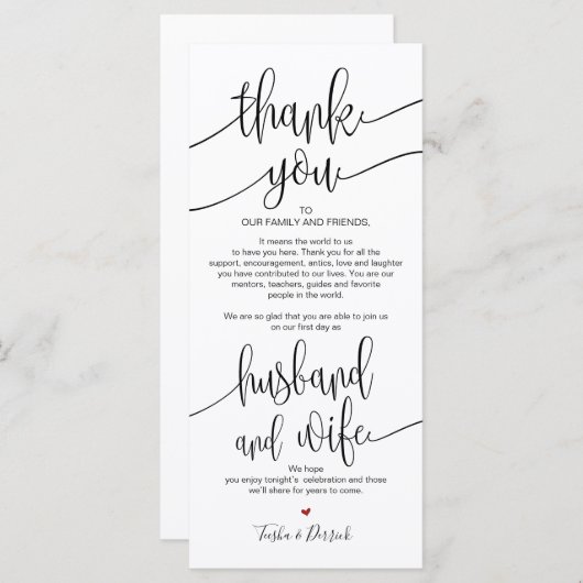 Dank u Plaats Plaatsende Kaart voor het Dinner van (Voorkant / Achterkant)