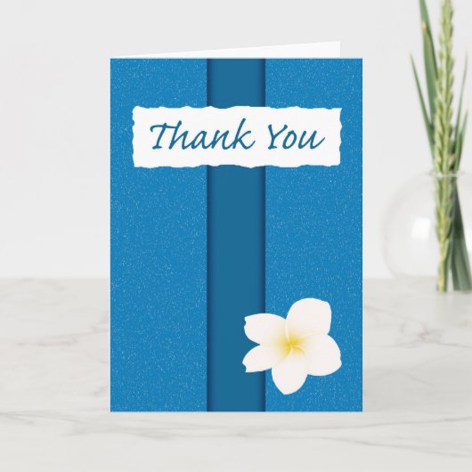 Dank u: Plumeria over Blauw Bedankkaart (Voorkant)