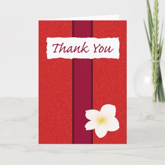 Dank u: Plumeria over Rood Bedankkaart (Voorkant)