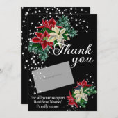 Dank u Poinsettia Gift Kaart Houder Zwart (Voorkant / Achterkant)