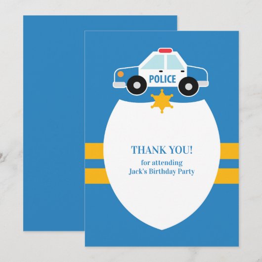 Dank u Politie Theme Kaart (Voorkant / Achterkant)
