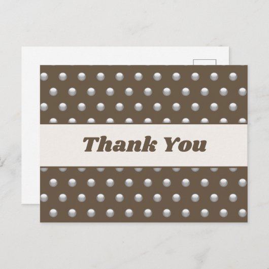 Dank U Polka Dot Zilver Donkerbruin Waardering Briefkaart (Voorkant / Achterkant)