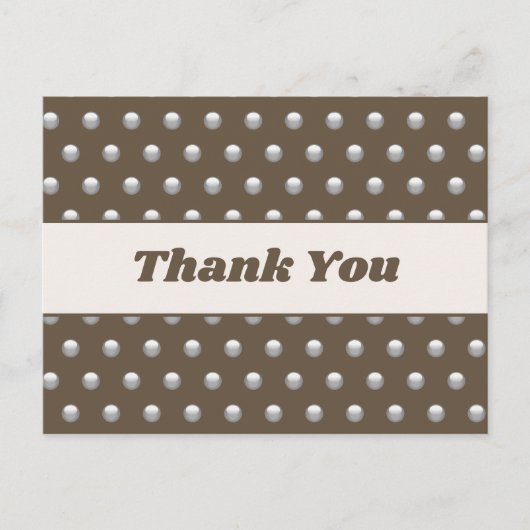 Dank U Polka Dot Zilver Donkerbruin Waardering Briefkaart (Voorkant)