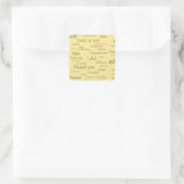 "Dank u" Polyglot Typography Art, Motivatie Vierkante Sticker (Tas)