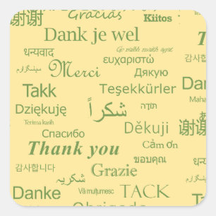 "Dank u" Polyglot Typography Art, Motivatie Vierkante Sticker