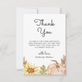 Dank u Pompoen Bloemen Herfst Baby shower Bedankkaart (Voorkant)