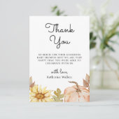 Dank u Pompoen Bloemen Herfst Baby shower Bedankkaart (Staand voorkant)