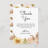 Dank u Pompoen Bloemen Herfst Baby shower Bedankkaart (Voorkant / Achterkant)