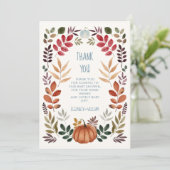 Dank u Pompoen Herfst Baby shower Bedankkaart (Staand voorkant)