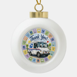 Dank u postarbeiders keramische bal ornament