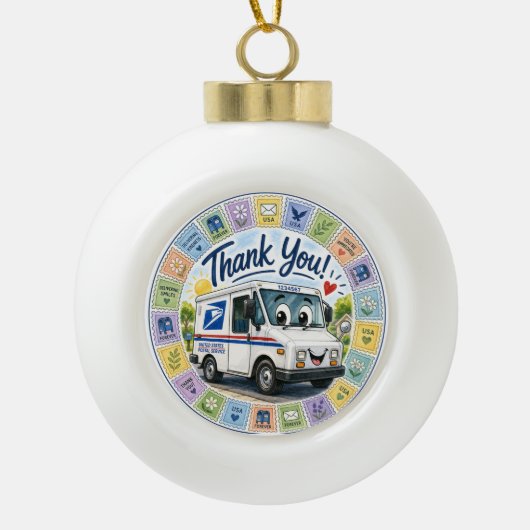 Dank u postarbeiders  keramische bal ornament (Voorkant)