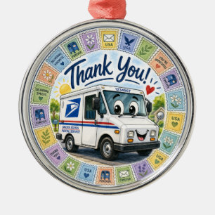 Dank u postarbeiders metalen ornament