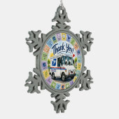 Dank u postarbeiders  tin sneeuwvlok ornament (Links)