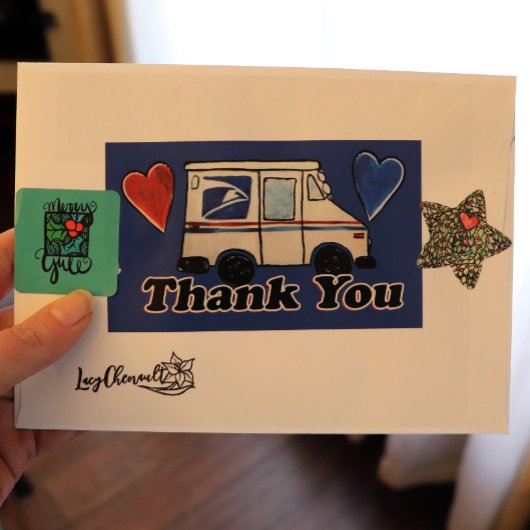 Dank u postbodes rechthoekige sticker