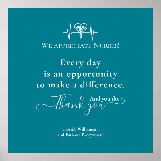 Dank u Poster Patiënt aan verpleegkundige Geperson (Voorkant)