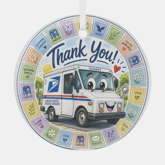 Dank u Postmedewerkers  Glas Ornament (Voorkant)