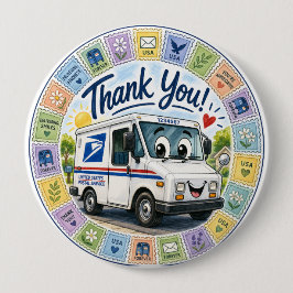 Dank u Postmedewerkers Ronde Button 4,0 Cm